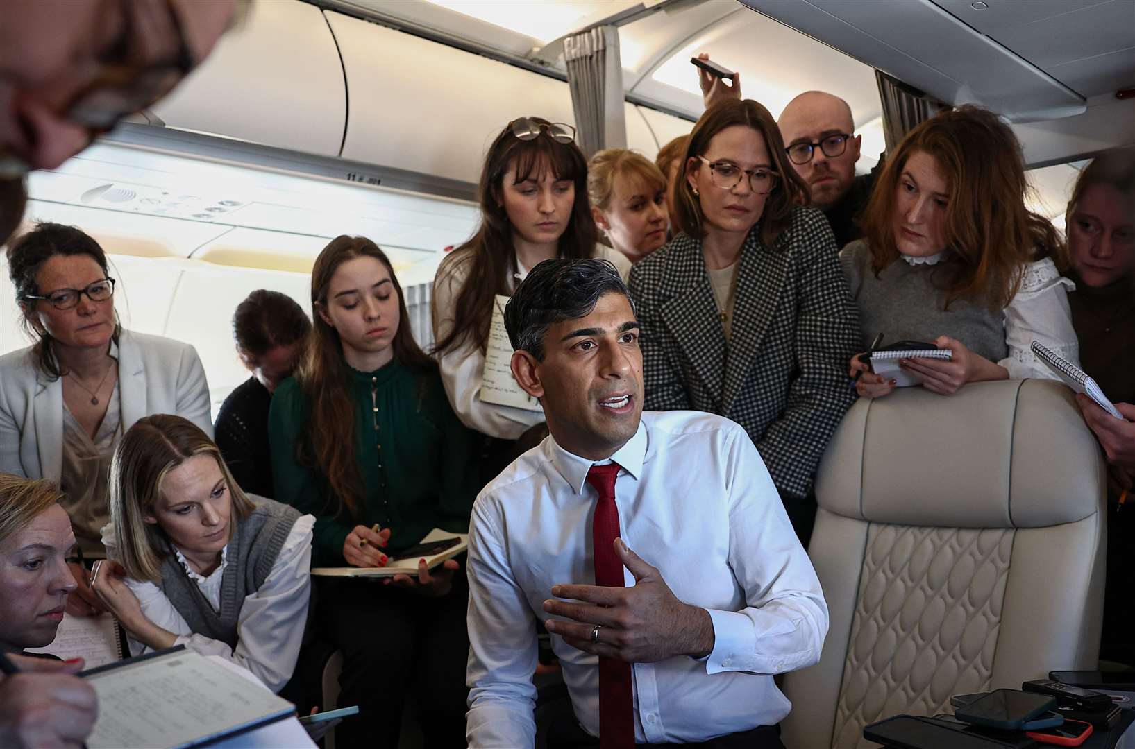 Prime Minister Rishi Sunak spoke about the English Channel tragedy during a flight to Poland (Henry Nicholls/PA)