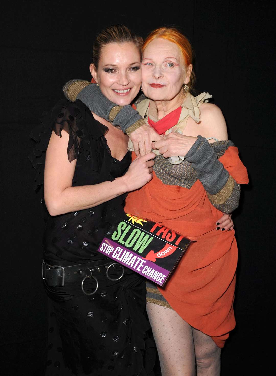 Model Kate Moss and Dame Vivienne Westwood (Fiona Hanson/PA)