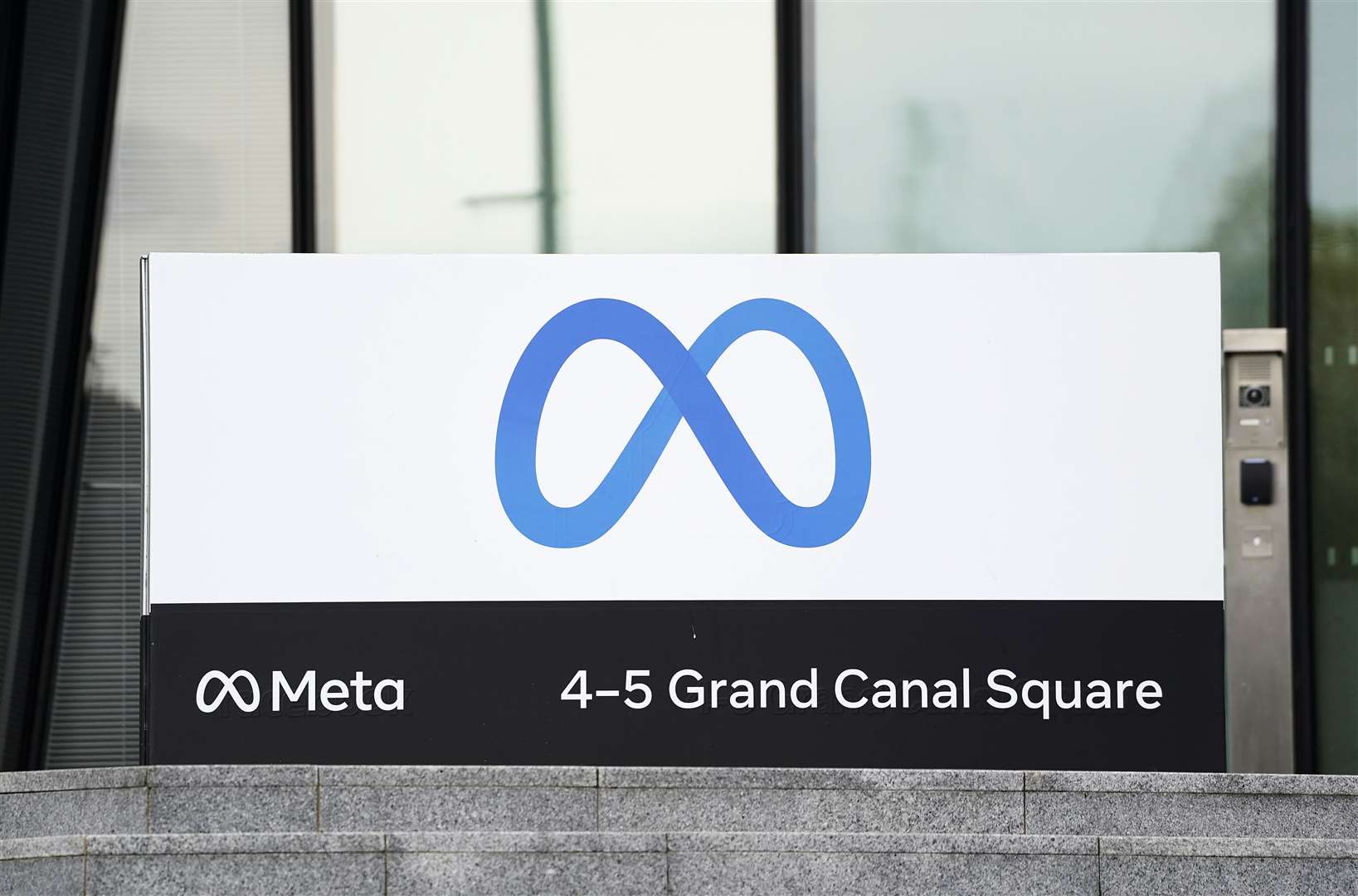 The Meta logo outside the company’s headquarters in Dublin (Brian Lawless/PA)