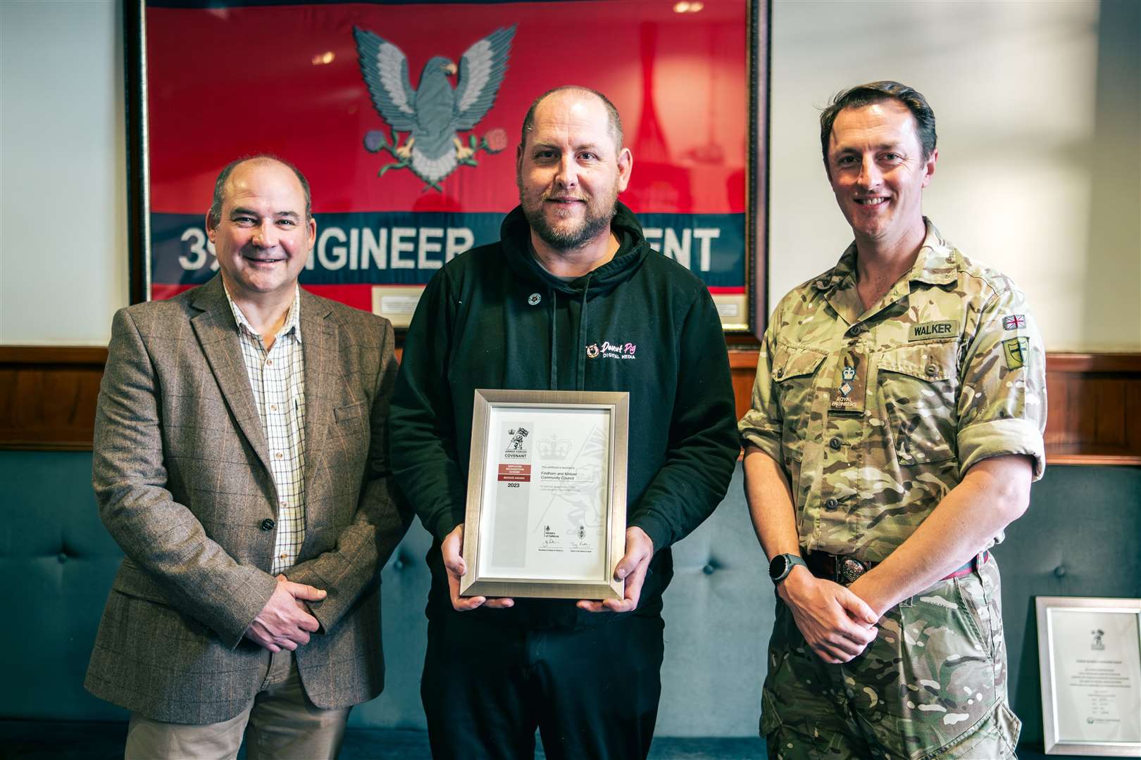 Regional employer engagement director at Highland Reserve Forces' and Cadets' Association, Ray Watt, FKCC vice chairman, Shaun Moat and Lt Col Walker.
