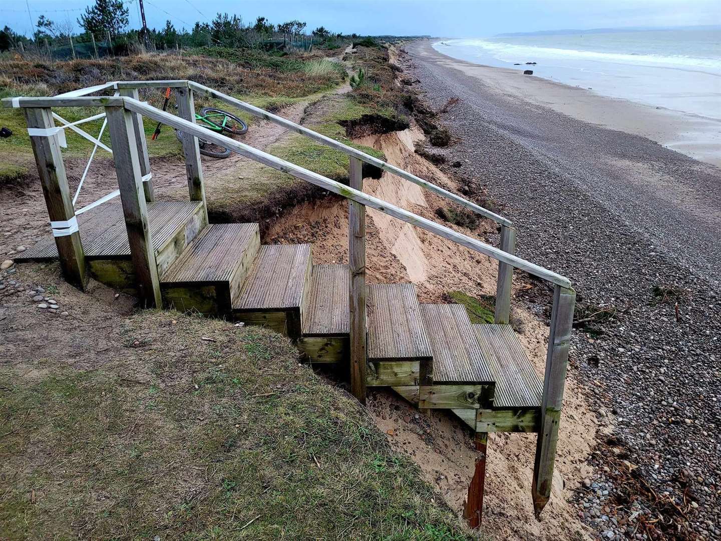 39 Engineer Regiment recently removed what remained of steps between the camp perimeter and Roseisle Wood after their lower half washed away.
