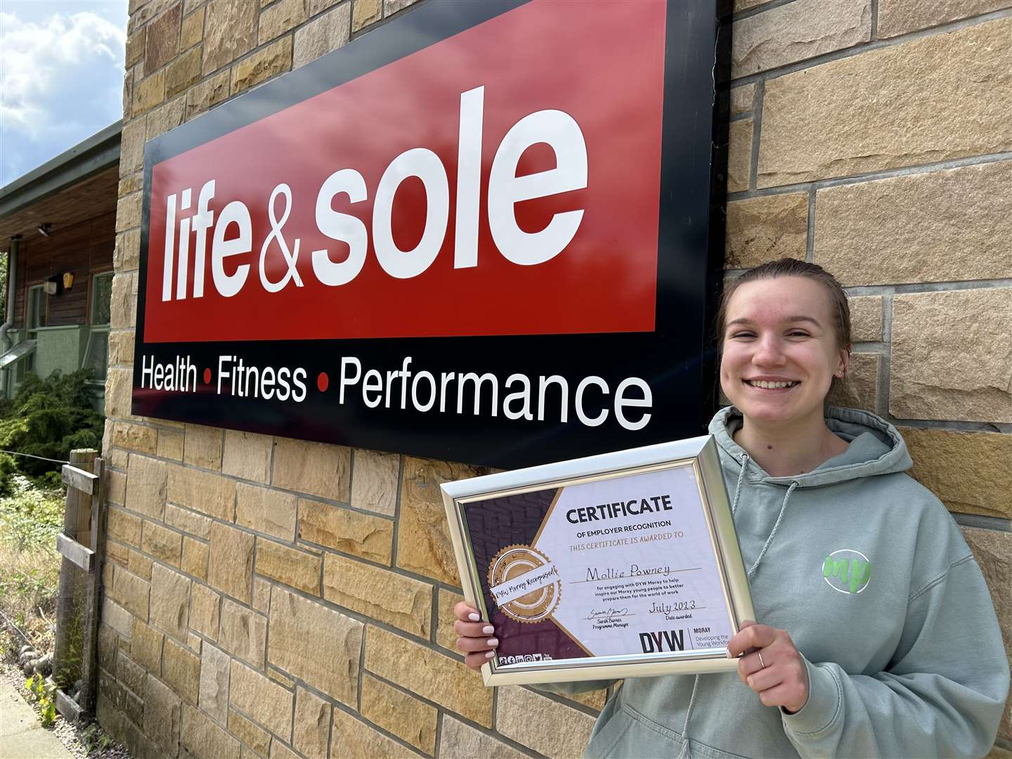 Mollie Powney outside Life and Sole, which is located on the business park near Forres.