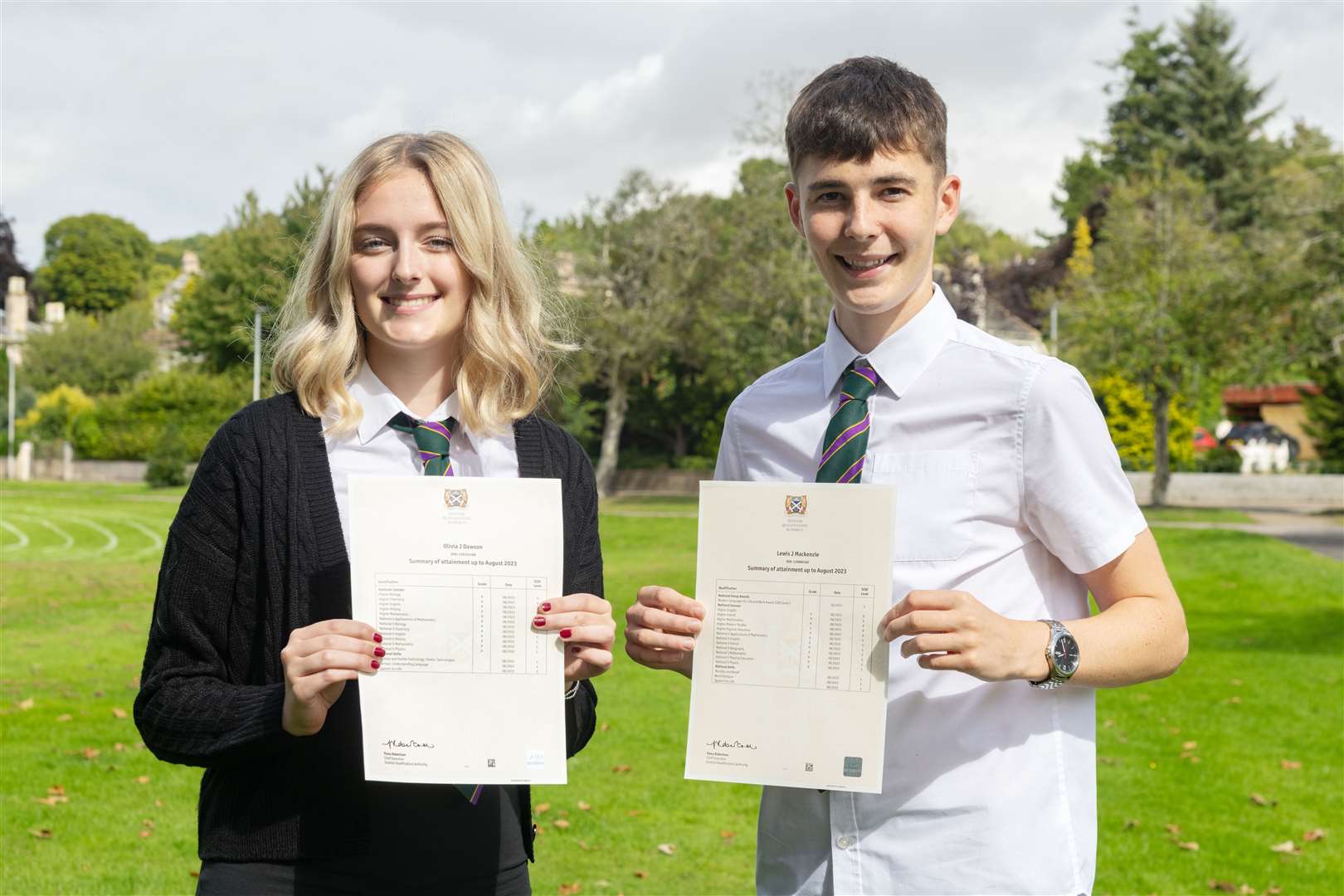 S5 students Olivia Dawson and Lewis Mackenzie got 5As at Higher.