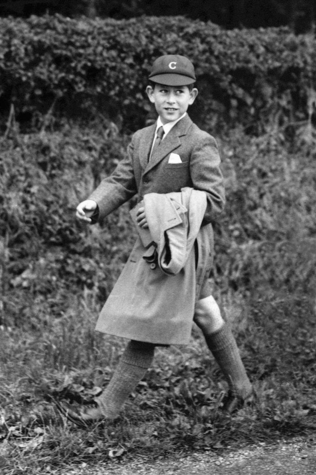 The Prince of Wales walking to Cheam School in Berkshire (PA)
