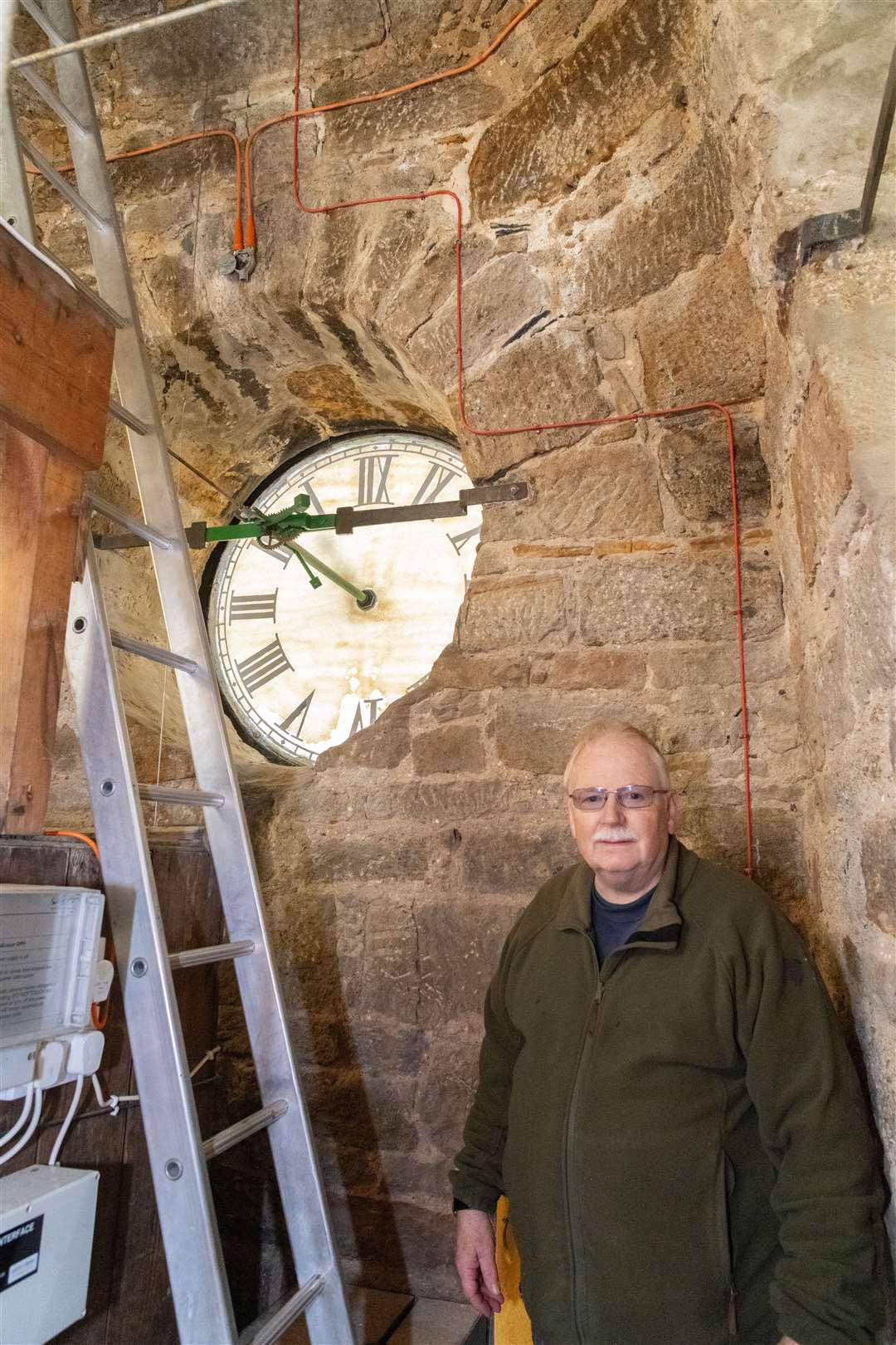 Forres Heritage Trust member Bob James in the Tolbooth where new lights will be located.