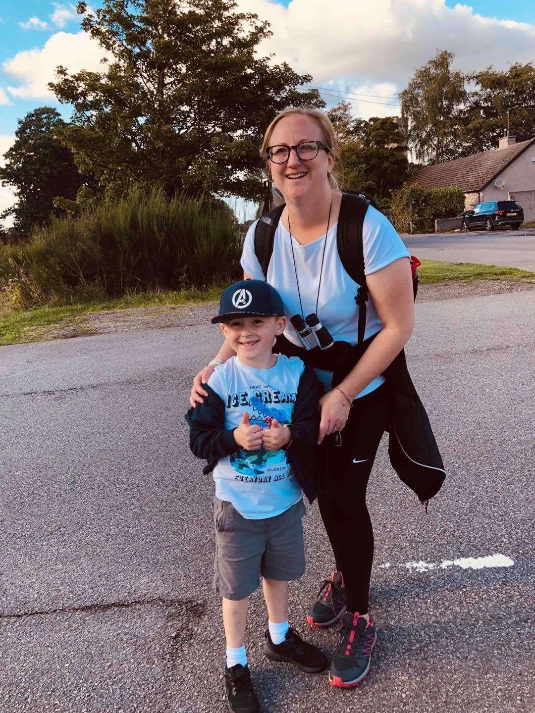 Danny Jack (5) and his mum Pamela on their own sponsored walk to Findhorn.