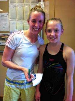 Olympic swimmer Hannah Miley with Forres bluefin Mary McIntosh