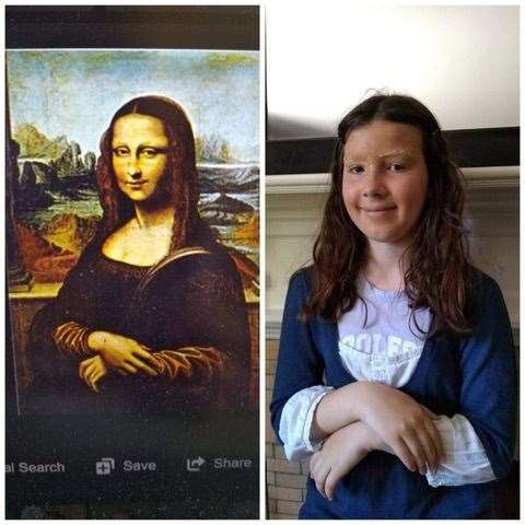Chloe Stinson recreated the Mona Lisa during art challenge week.