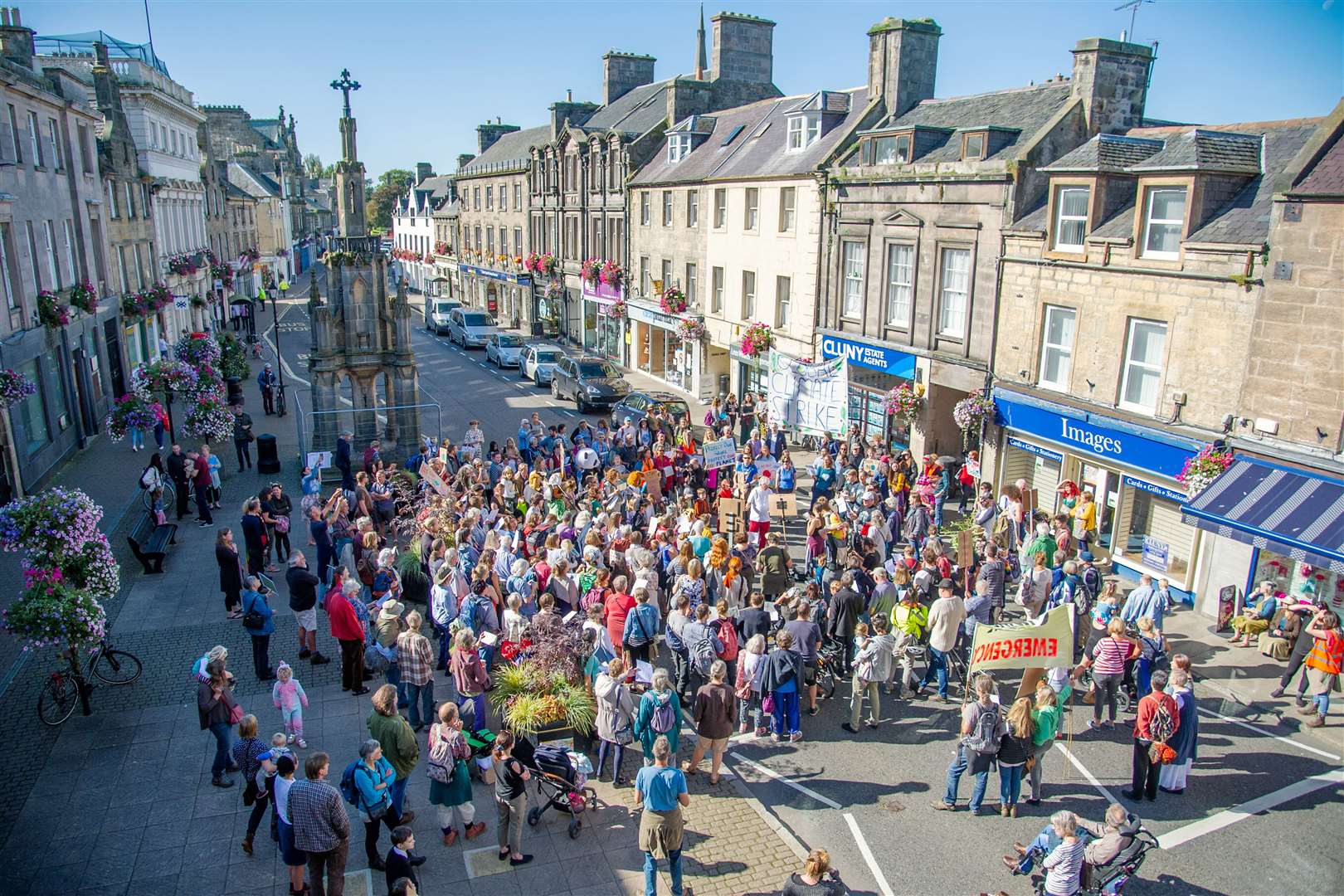 Climate change campaigners in Forres during a protest in 2019. Picture: Daniel Forsyth.