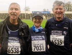 Colin Youngson, Anne Docherty and Hamish Cameron at the British and Irish Masters Cross-Country International in Santry Park Dublin.