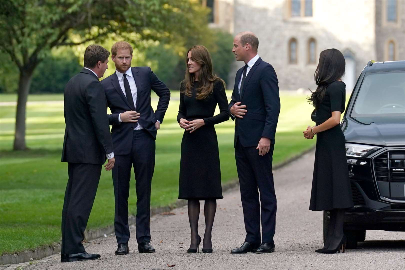 (from second left) The Duke of Sussex, the Princess of Wales, the Prince of Wales and the Duchess of Sussex (Kirsty O’Connor/PA)