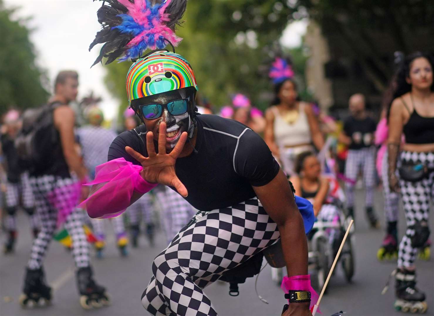 Performers at the Notting Hill Carnival in London (Victoria Jones/PA)