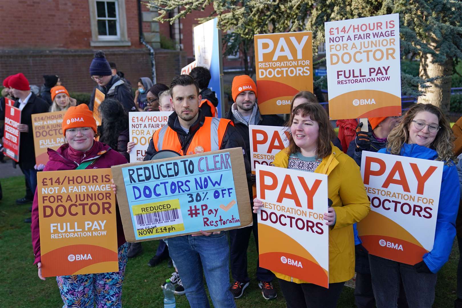 NHS junior doctors on the picket line (Jacob King/PA)