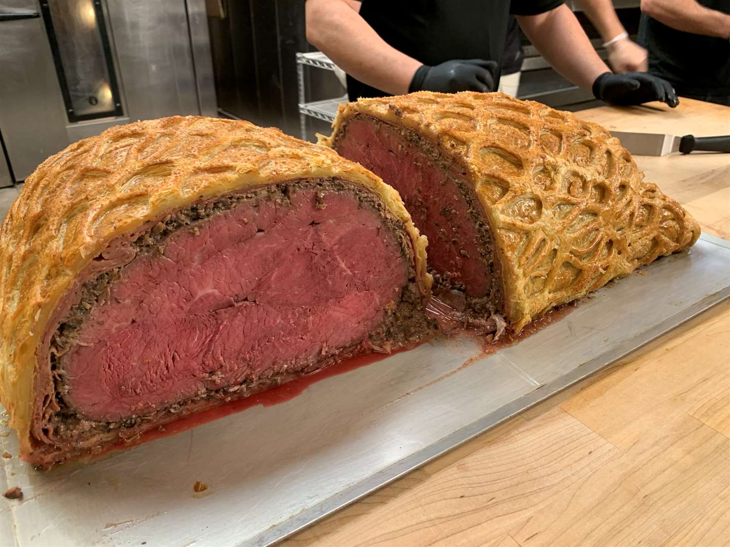The mammoth beef wellington weighs 25.76 kg, which is the equivalent to an eight-year-old boy (Nicole Wilson/Guinness World Records)