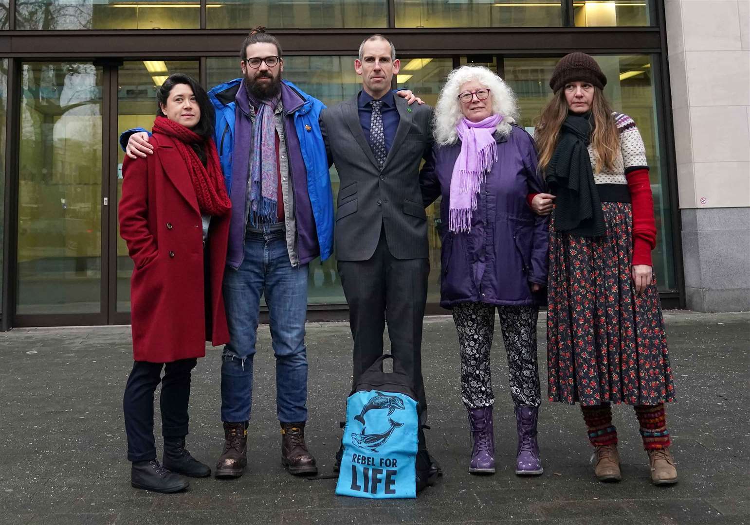 Etienne Stott, centre, and his four co-accused have been cleared (Jordan Pettitt/PA)