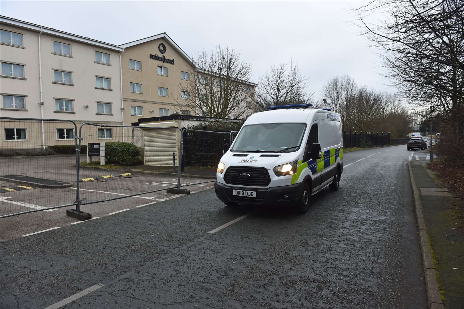 Police outside the Suites Hotel in Knowsley, Merseyside, after protesters demonstrated against asylum seekers being housed there (Peter Powell/PA)