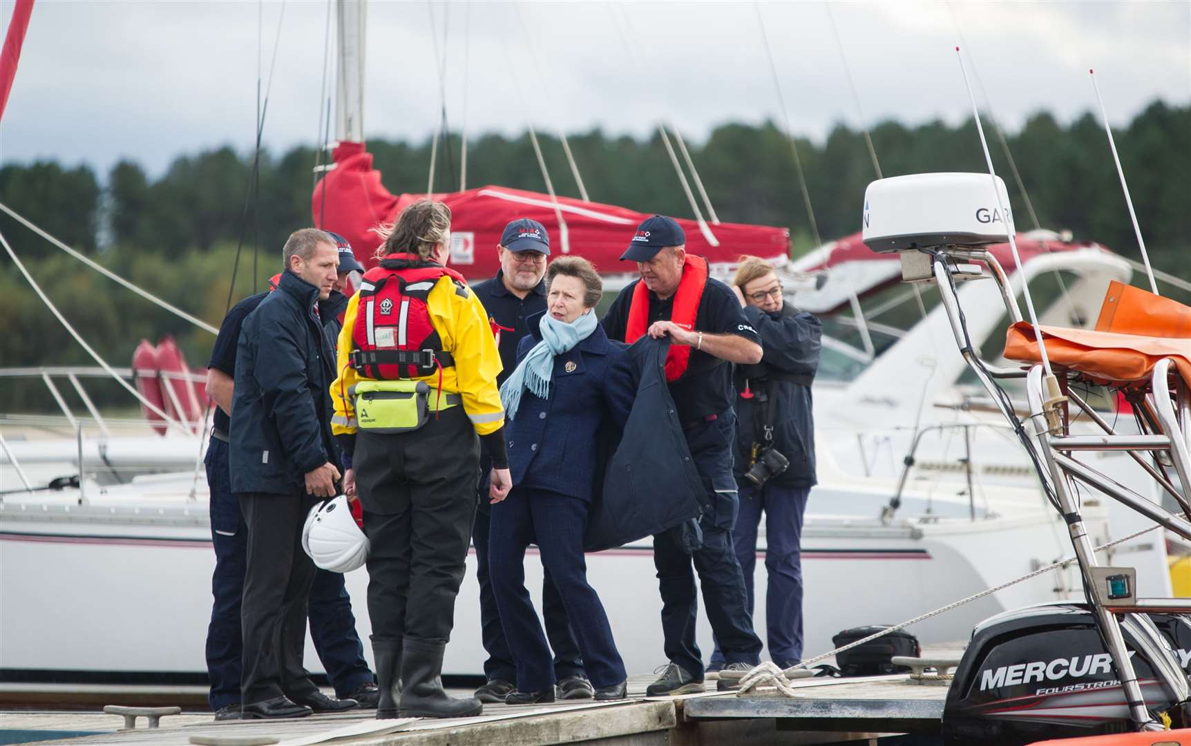 Princess Anne prepares for her trip out onto the water...Picture: Becky Saunderson..