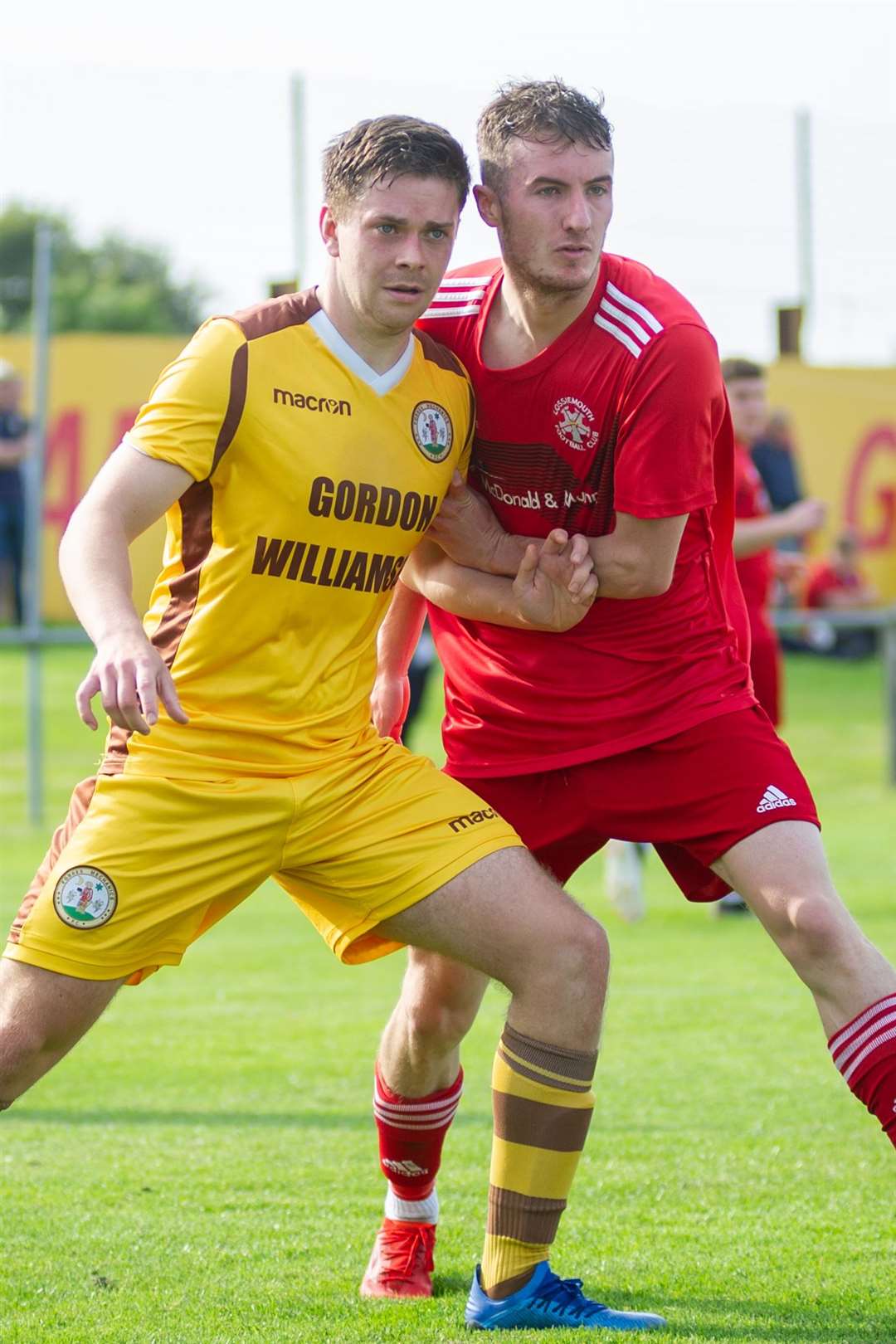 Allan Macphee (left) fired Forres ahead in their derby clash at Nairn - but it finished 2-2. Picture: Daniel Forsyth..