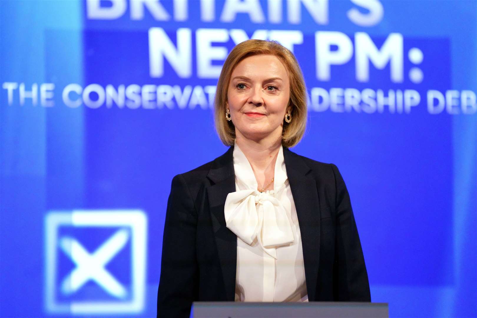 Conservative Party leadership contender Liz Truss before a live television debate (Victoria Jones/PA)