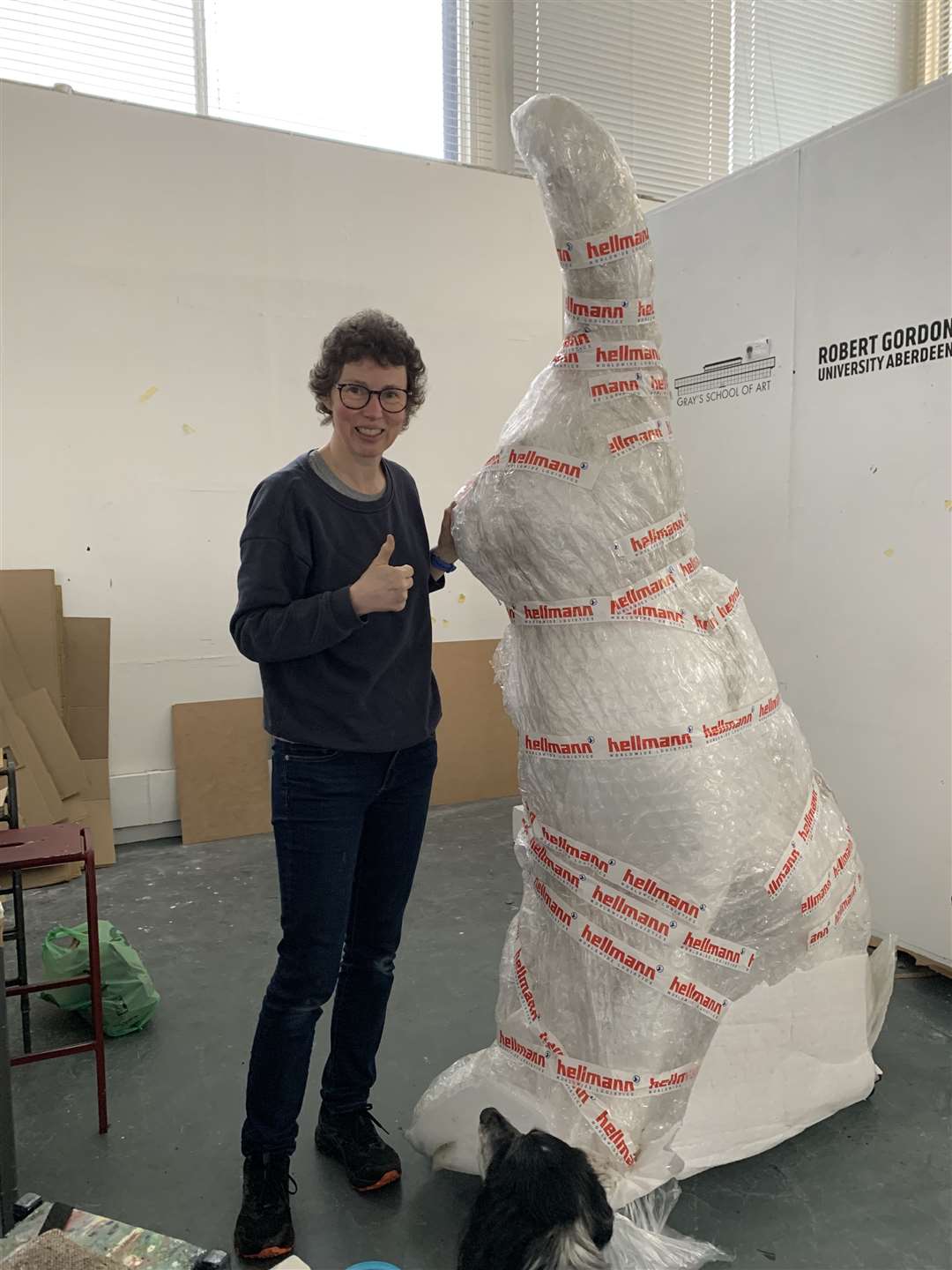 Gray’s artist Anne Falconer works on RGU’s Clan Cancer Hare.