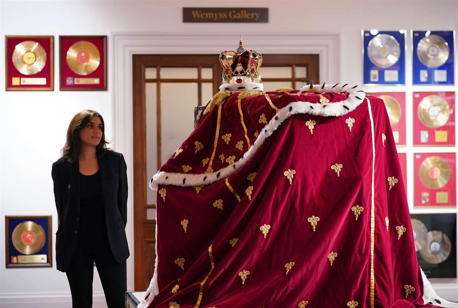 A crown and accompanying cloak, worn by Freddie Mercury during The Magic Tour, has an estimate of £60,000-80,000 (Yui Mok/PA)