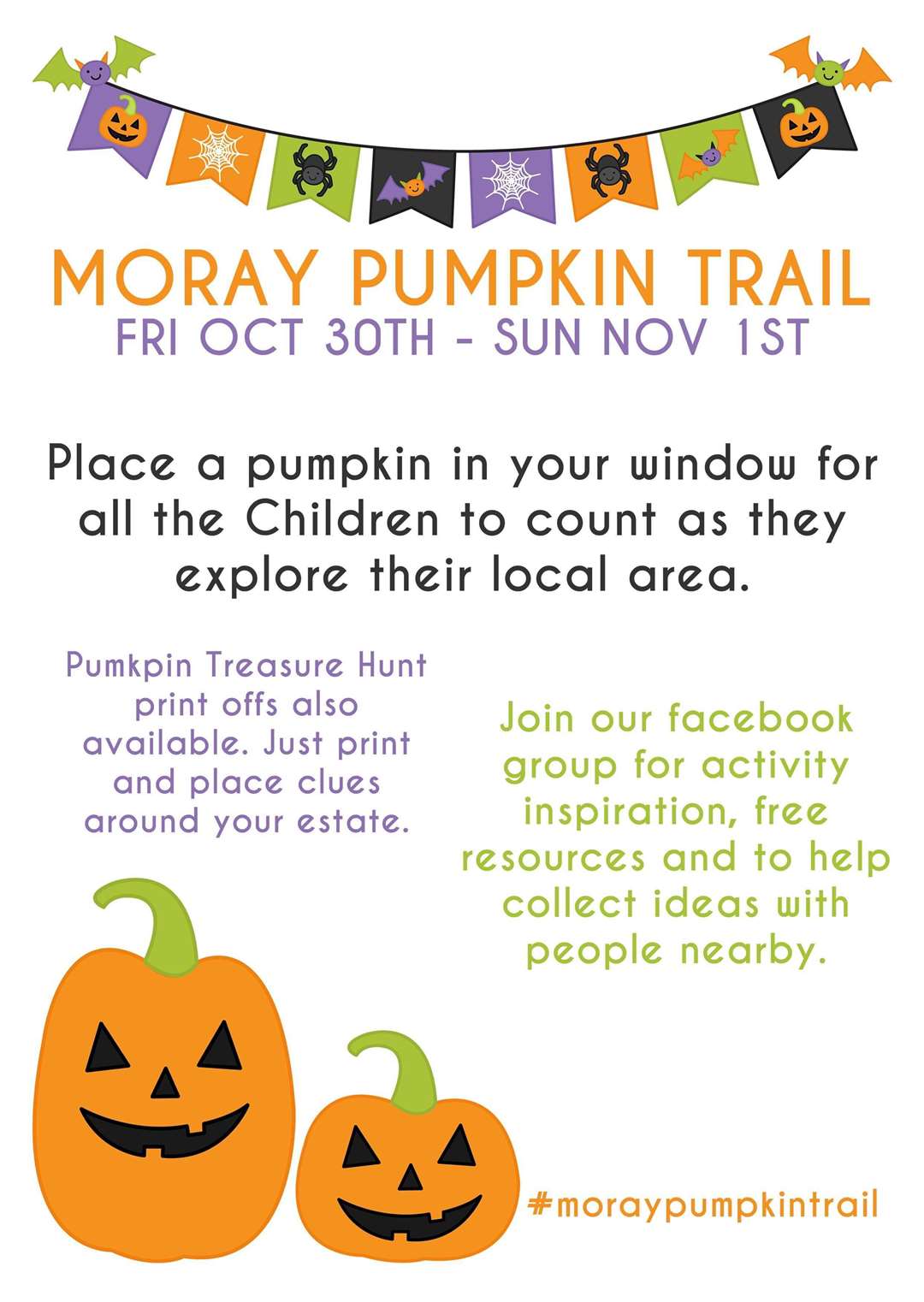 A poster for the Moray pumpkin trail, created by Emma Vaccaro.
