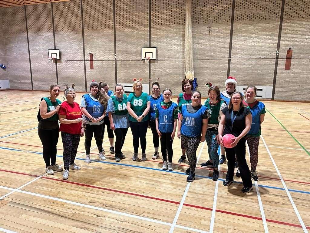 Bev Alexander’s netball session in the Games Hall.