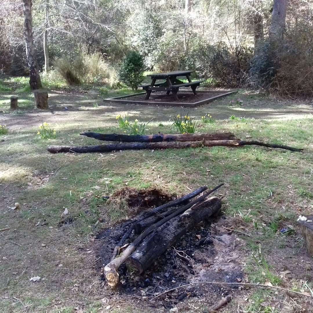 The remnants of a bonfire.