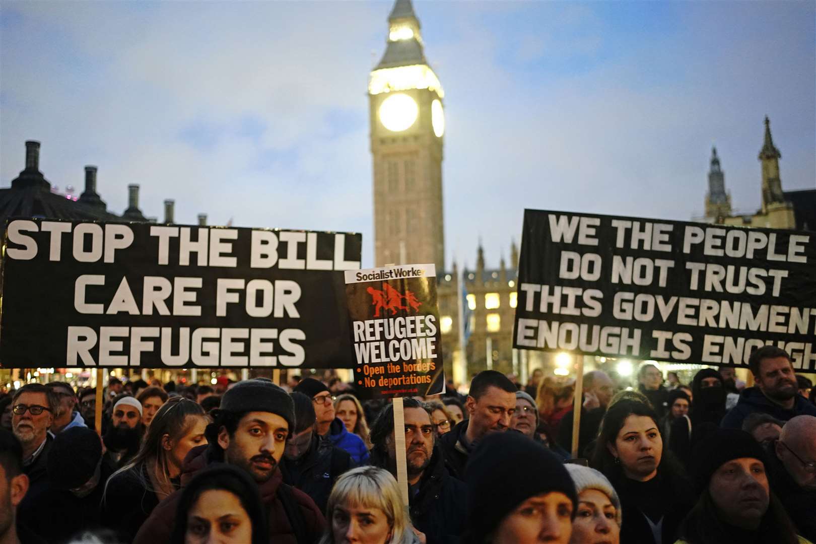 Protesters against the Illegal Migration Bill in Parliament Square (Victoria Jones/PA Wire)