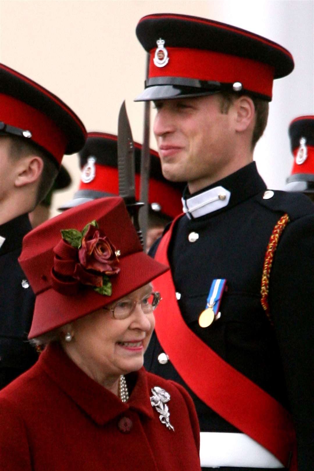 The Queen inspects the graduates, including Prince William, in the Sovereign’s Parade at Sandhurst in 2006 (Lewis Whyld/PA)