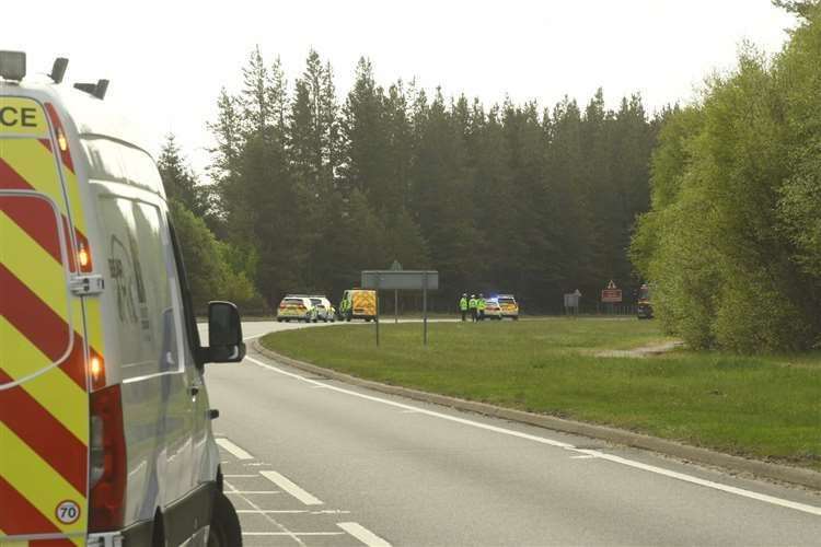 The accident scene, from afar, on the A9.