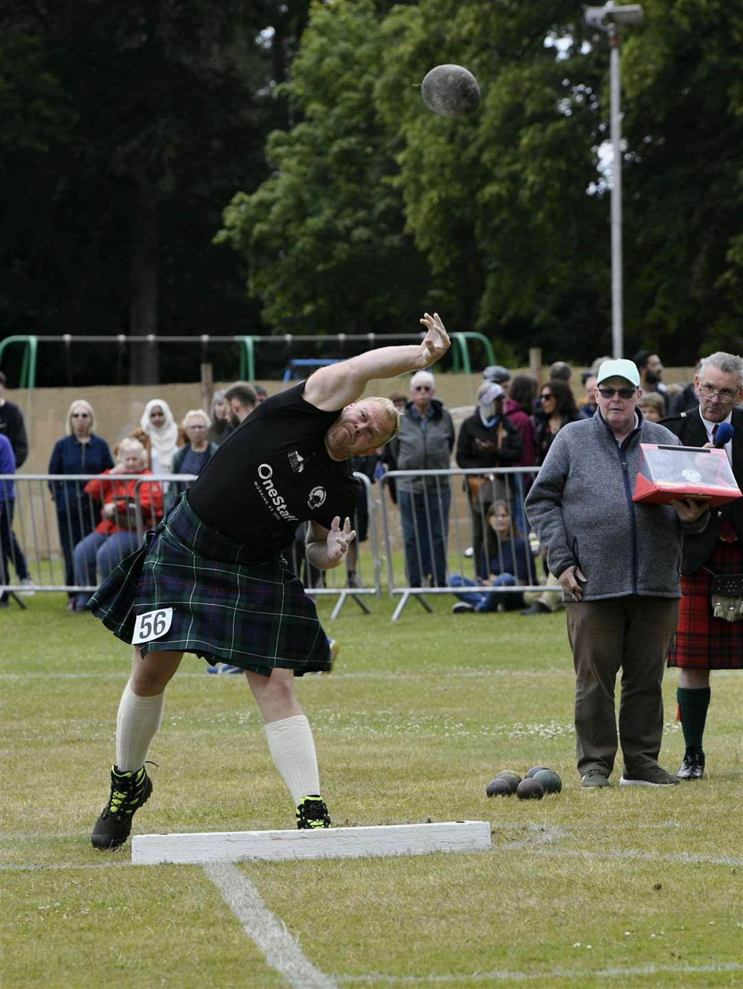 Kalle Välimäki competing in the shot put event at the Forres Highland Games. Picture: Beth Taylor