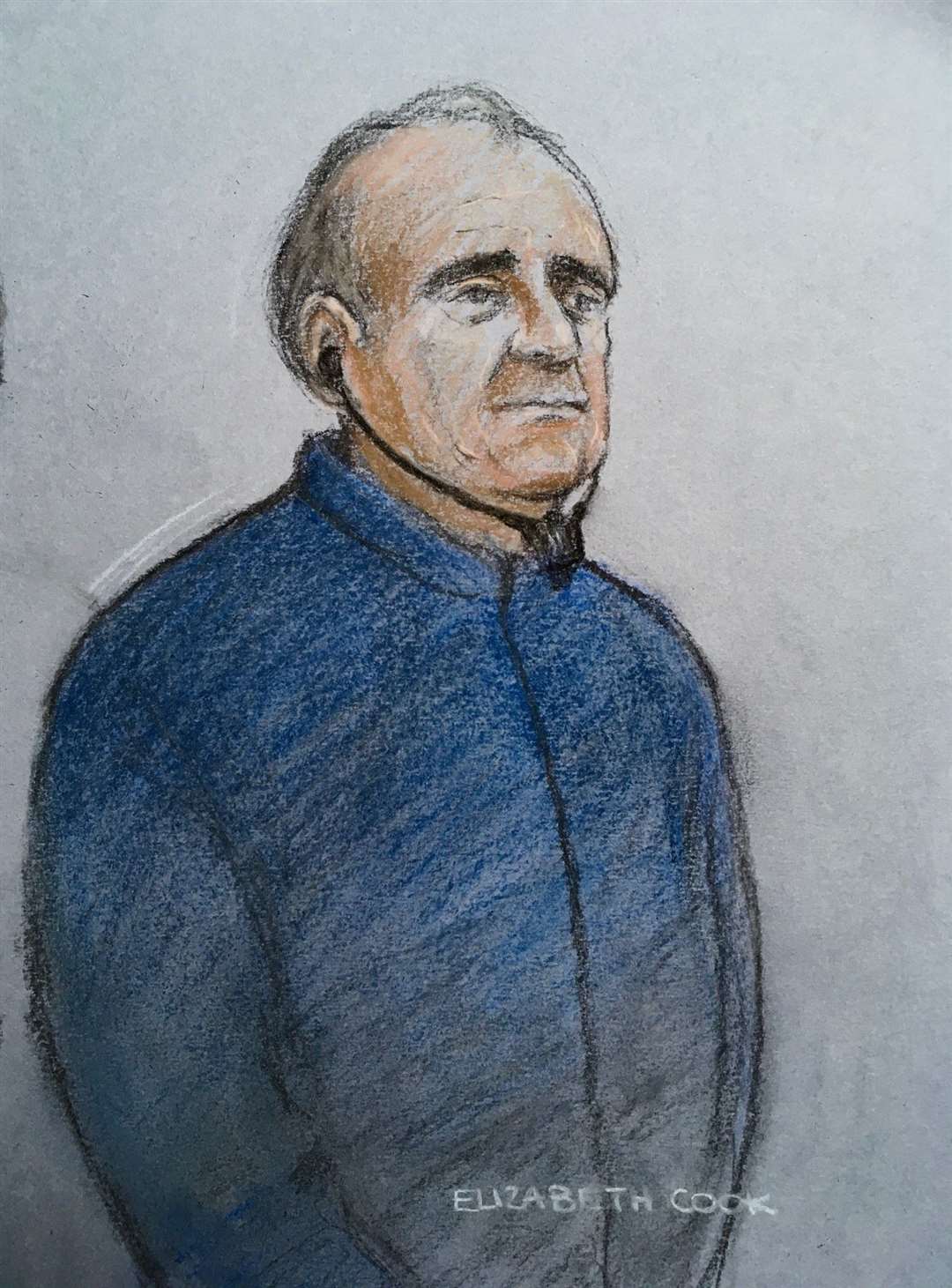 Court artist sketch of David Smith wearing headphones during an earlier hearing at Westminster Magistrates’ Court (Elizabeth Cook/PA)