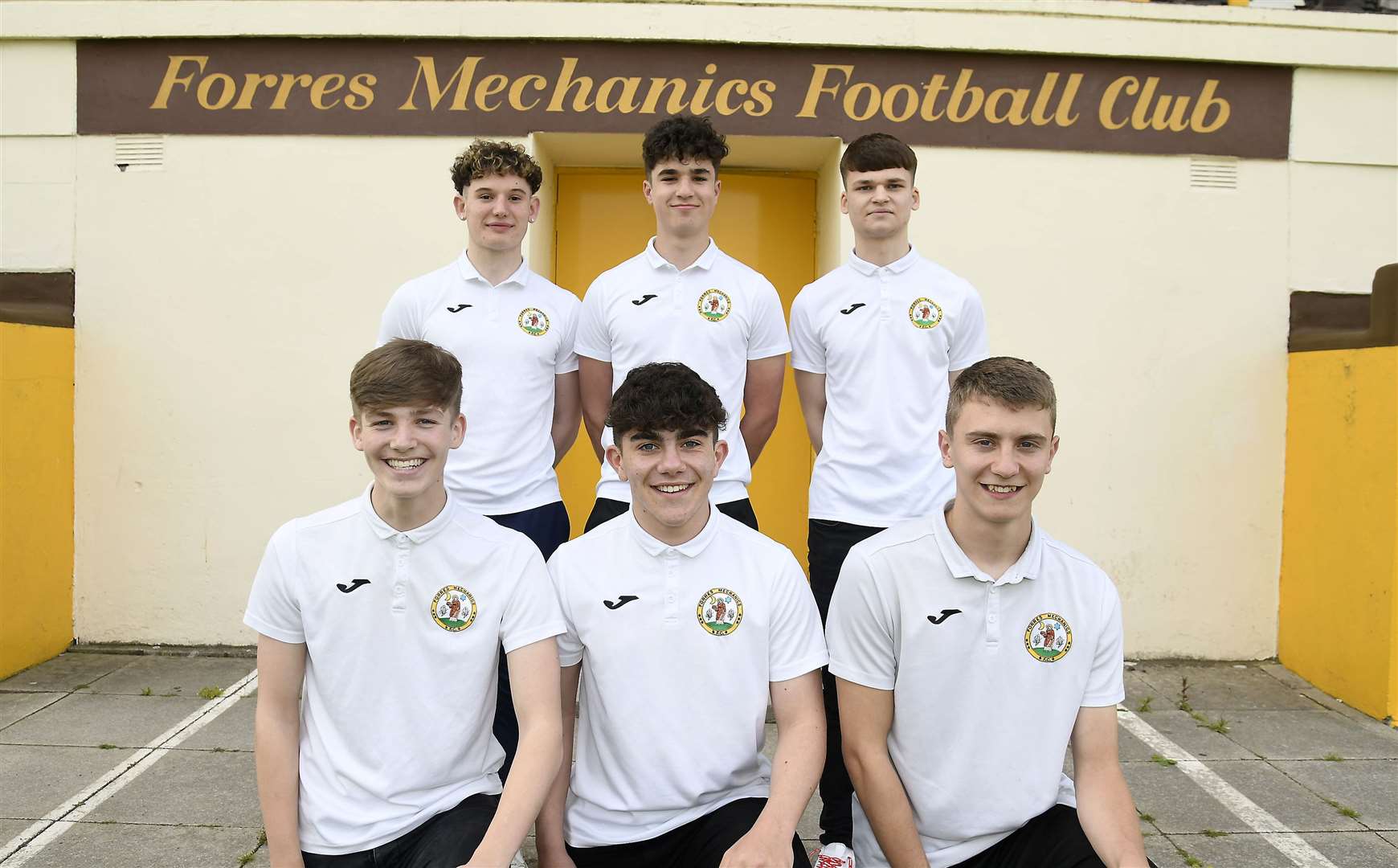 Back from left Eren Duff, Sam Janousek and Jack Millar with front left Lewis McIntosh, Logan De Oliveira and Toby Clark. ..Forres Mechanics have promoted six youngsters to the first team. ..Picture: Becky Saunderson..
