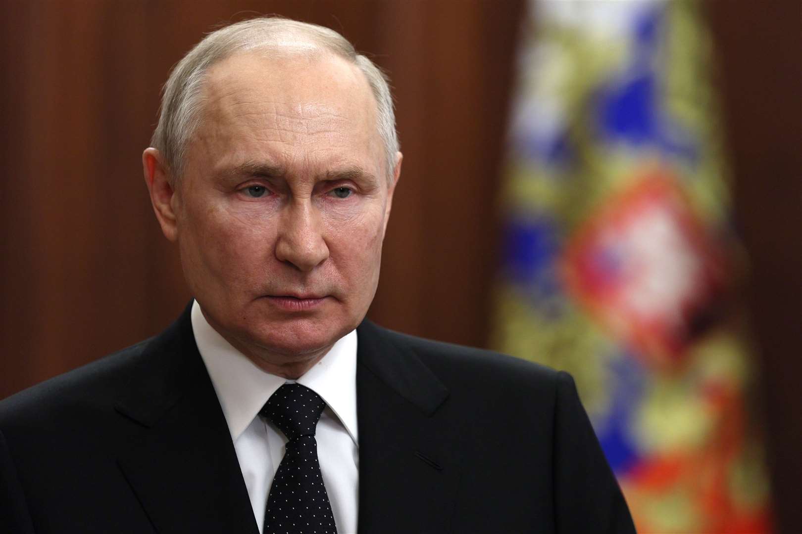 Vladimir Putin addresses the Russian people on TV (Gavriil Grigorov, Sputnik, Kremlin Pool Photo/AP)