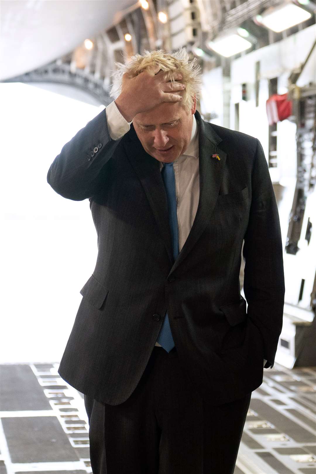 Prime Minister Boris Johnson at RAF Brize Norton in Oxfordshire (Joe Giddens/PA).
