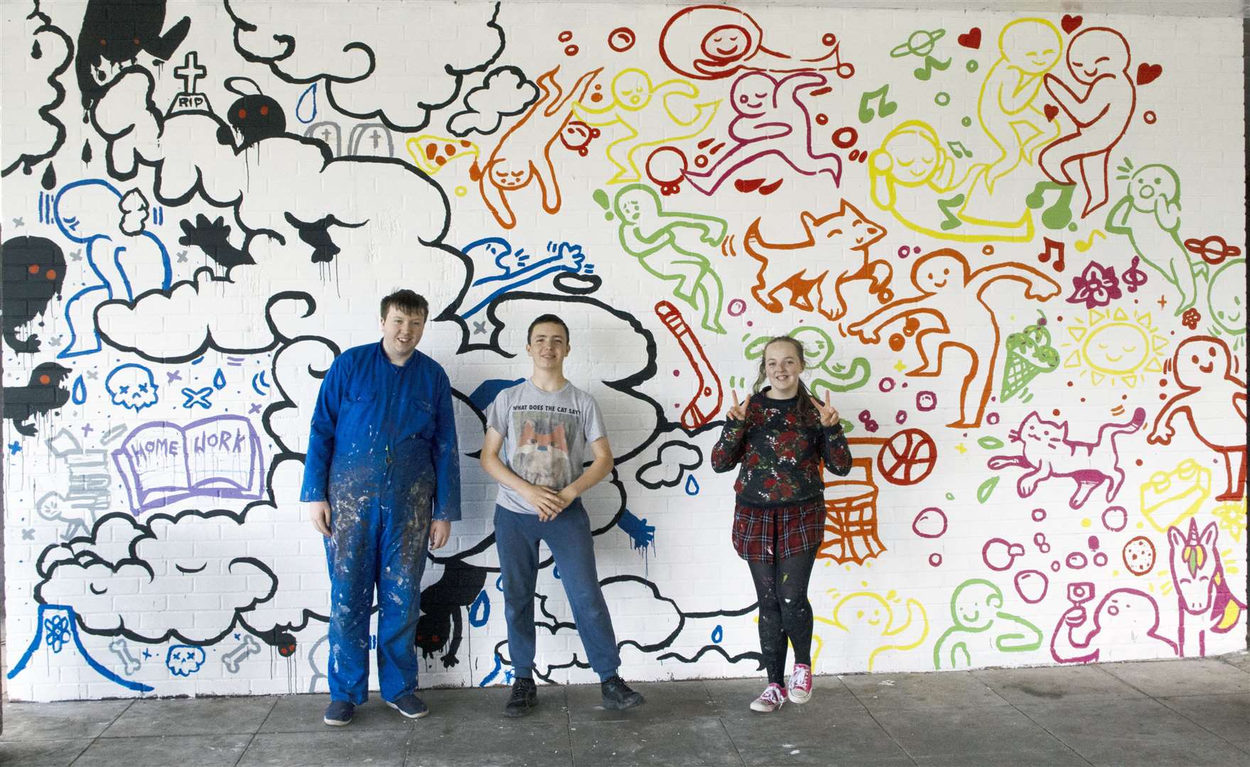 As part of Ecologia's Growing2gether programme, a group of Charleston Academy pupils created a mural on a wall on the school grounds addressing the subject of mental health.
