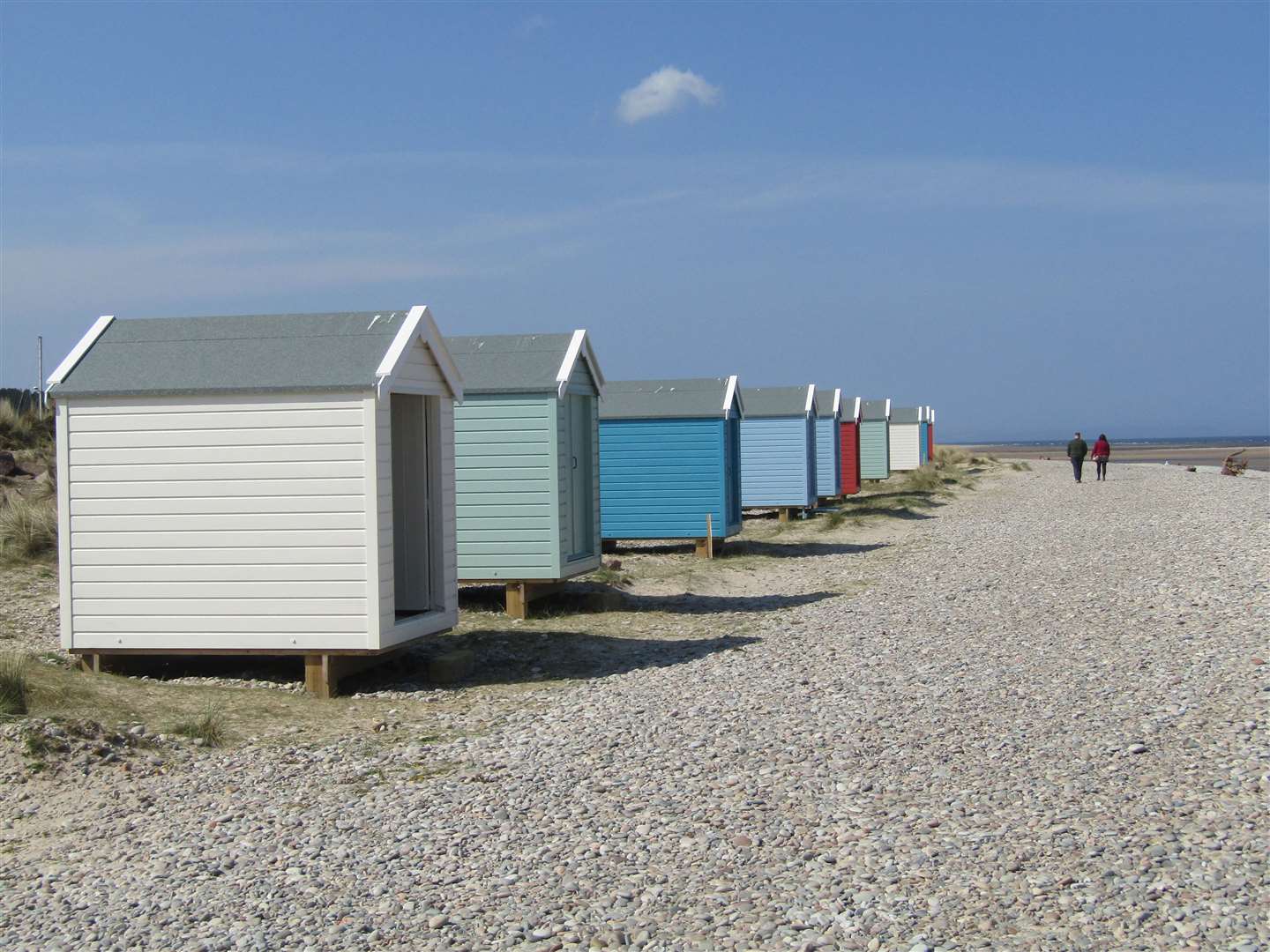 This photograph of the beach huts at Findhorn was taken before lockdown by Alan Fraser, from Lhanbryde.
