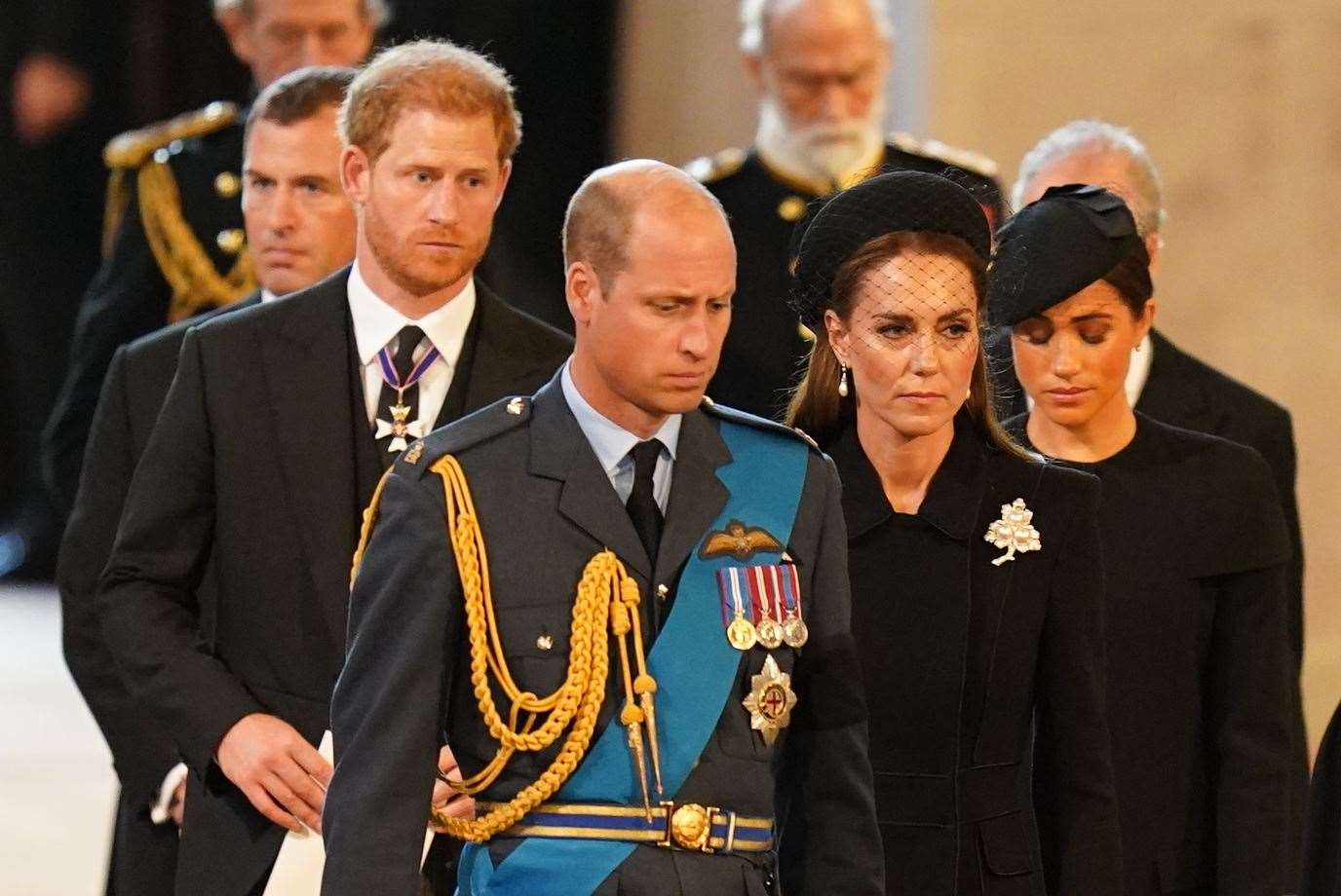 Meghan and Harry pictured attending events around the Queen’s funeral (Jacob King/PA)