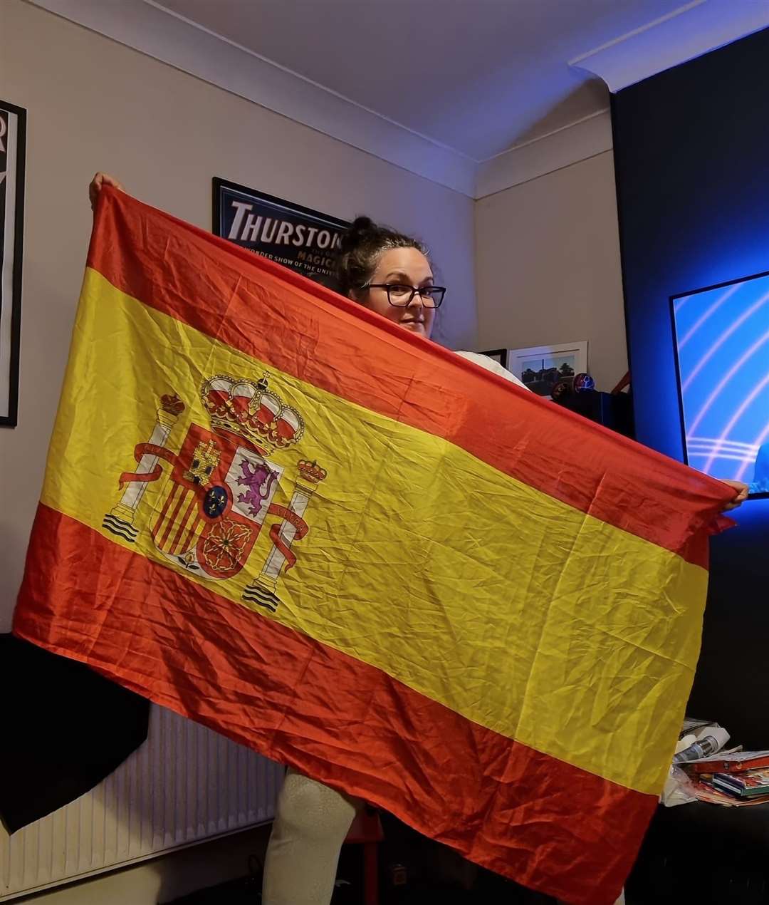 Mr Solomon’s wife supporting Spain in an international matchup (Adrian Solomon/ PA)