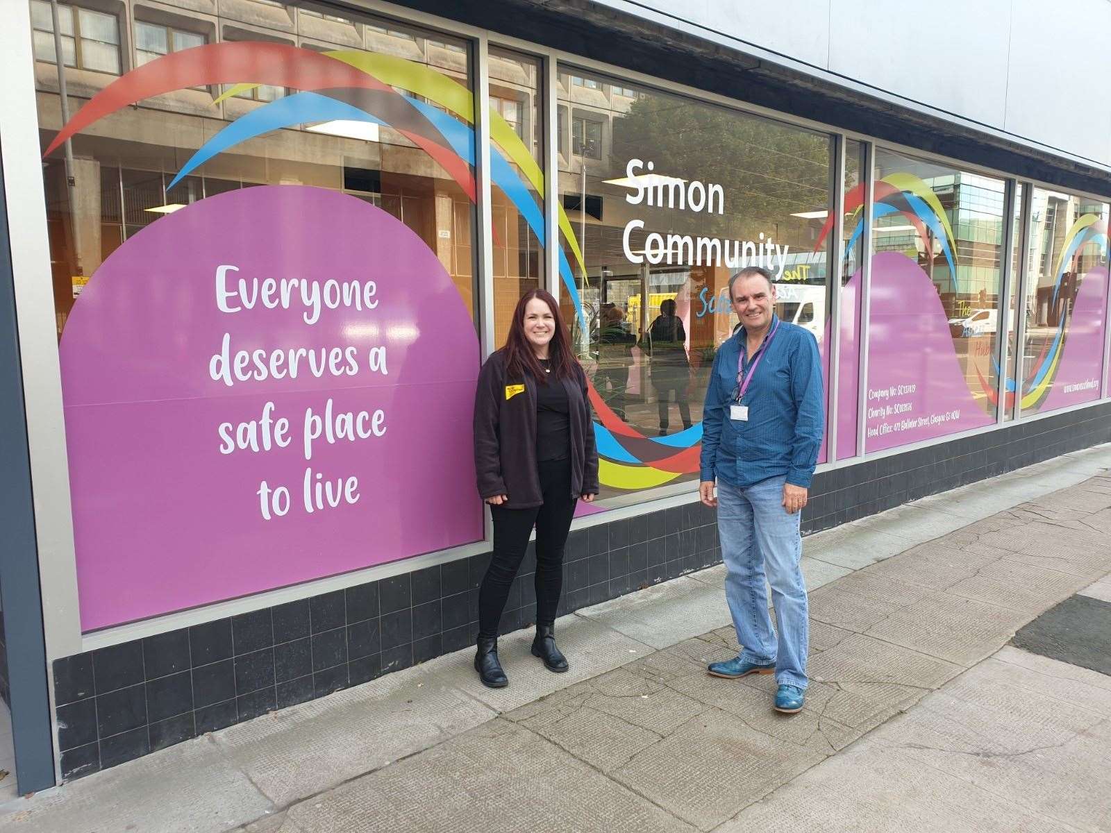 Pets and Housing Development and Engagement Officer Cat Birt and Hugh Hill, Director of Services and Development at the Simon Community.
