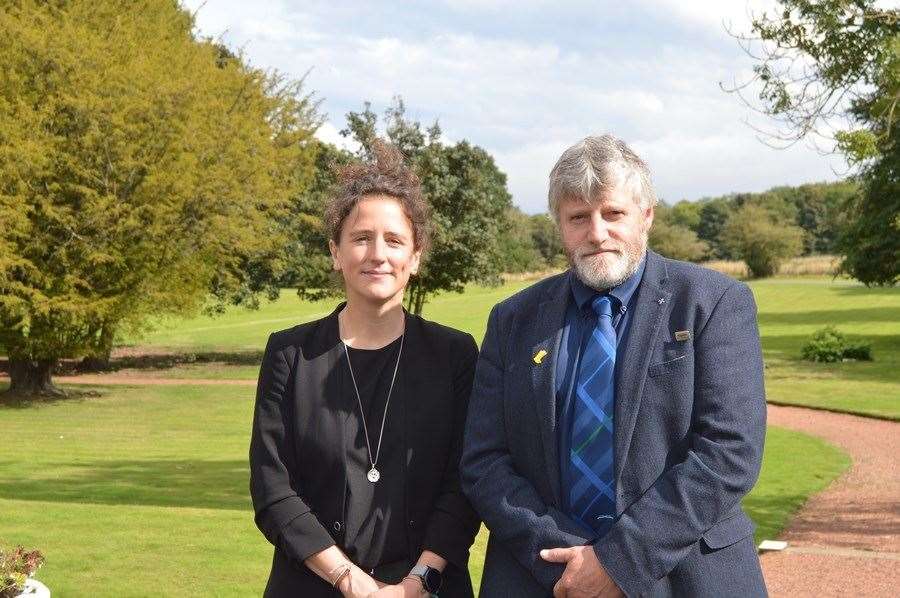 Rural affairs secretary Mairi Gougeon with Martin Kennedy from the NFUS.