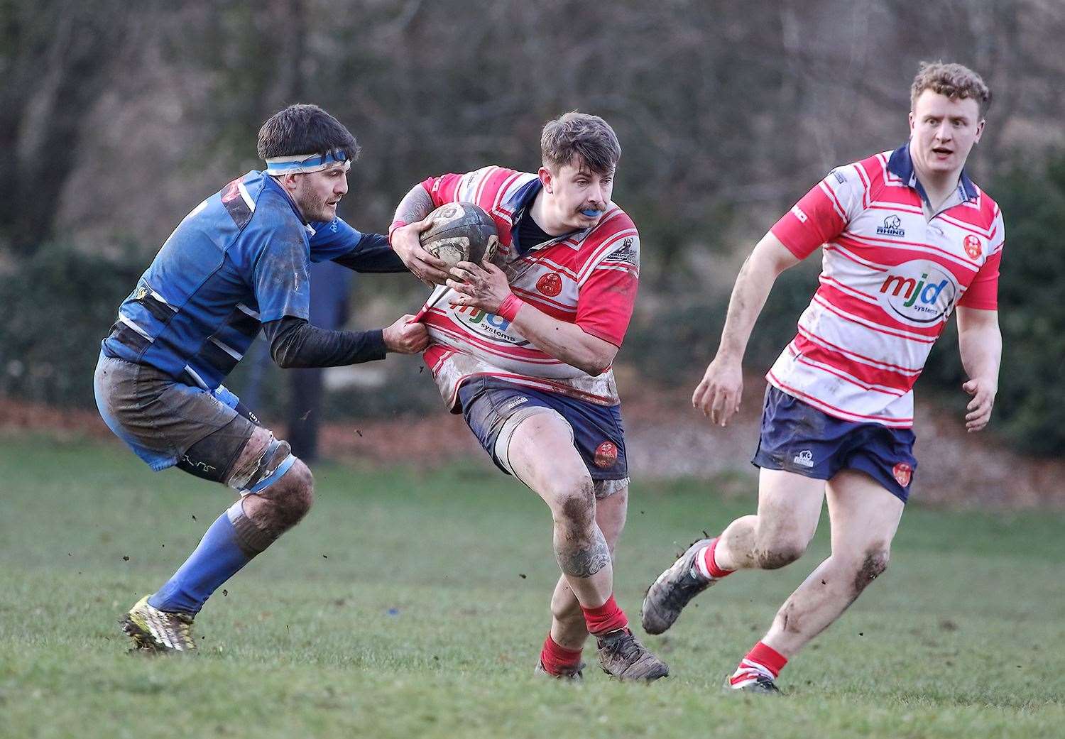 Connor McWilliam tries to break tackle. Picture: John MacGregor