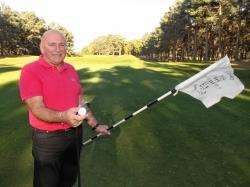 Forres Golf Club member Dave McCartney at the scene of his third hole-in-one.