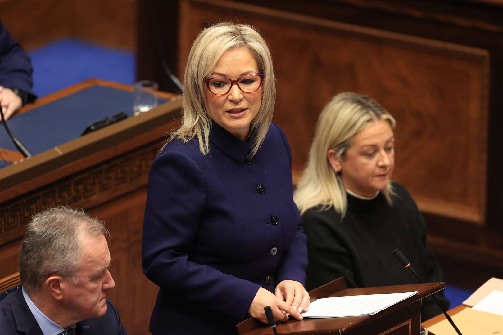 Sinn Fein vice-president Michelle O’Neill speaking in the Stormont chamber (Liam McBurney/PA)