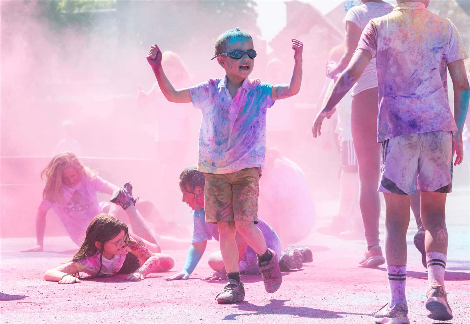 West End Primary School pupil enjoying a colour run to raise funds for playground equipment. Picture: Beth Taylor