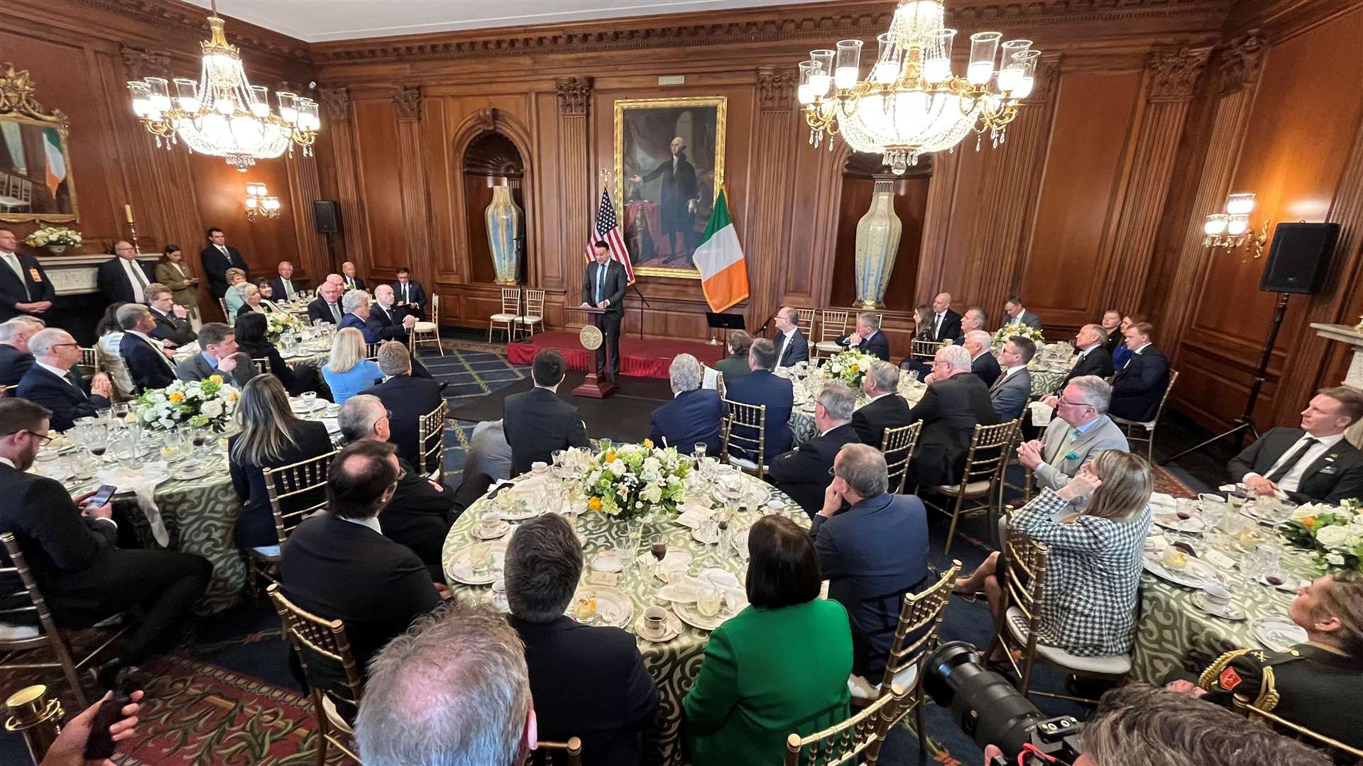 Taoiseach Leo Varadkar speaks during the annual Friends of Ireland Luncheon (Niall Carson/PA)