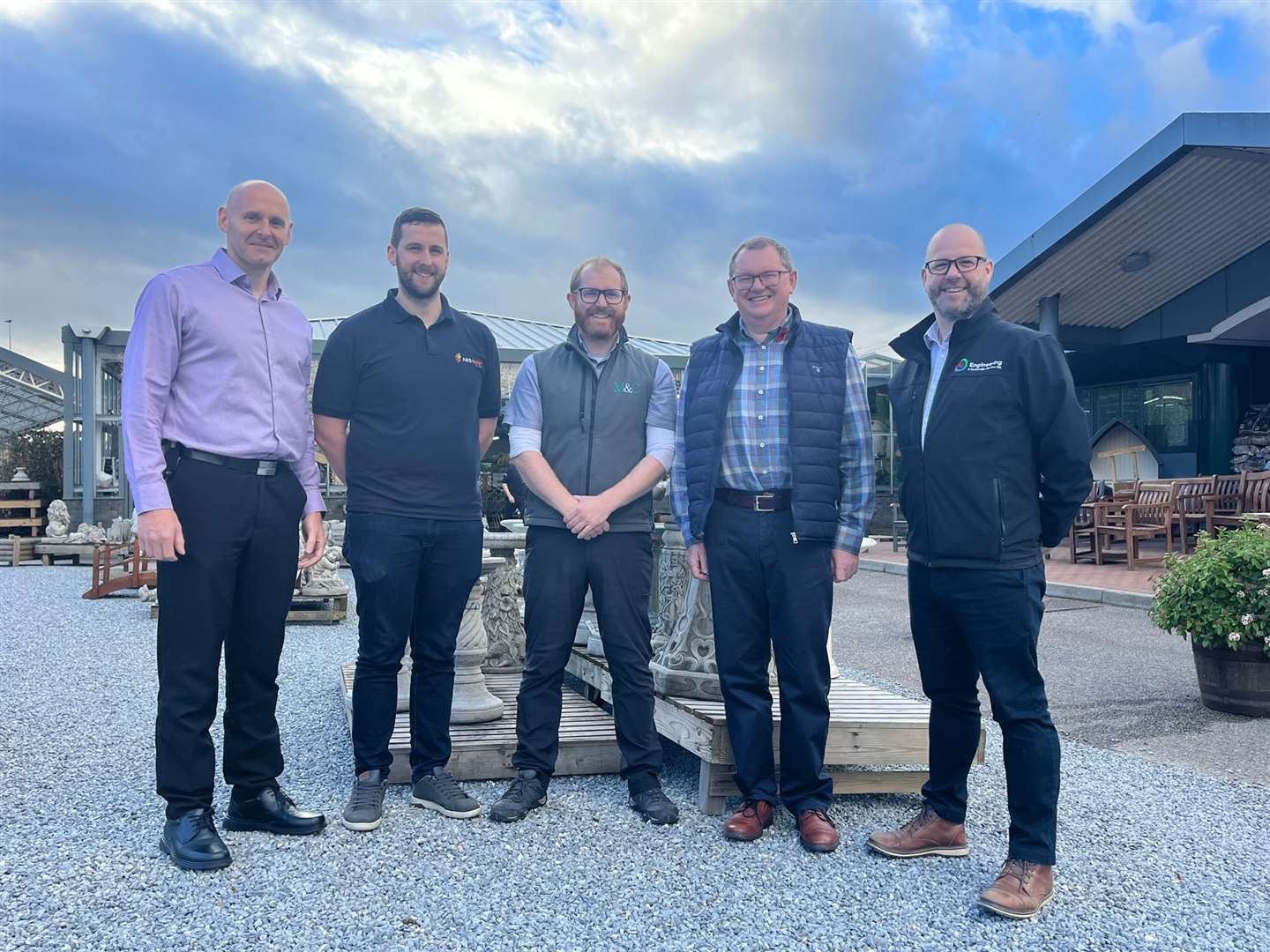 Director at Mcdonald & Munro, Miguel Gomez, engineering manager at AES Solar, Matthew Milne, Ali and Peter Wilson, and Allan Martin, project manager with AJ Engineering.