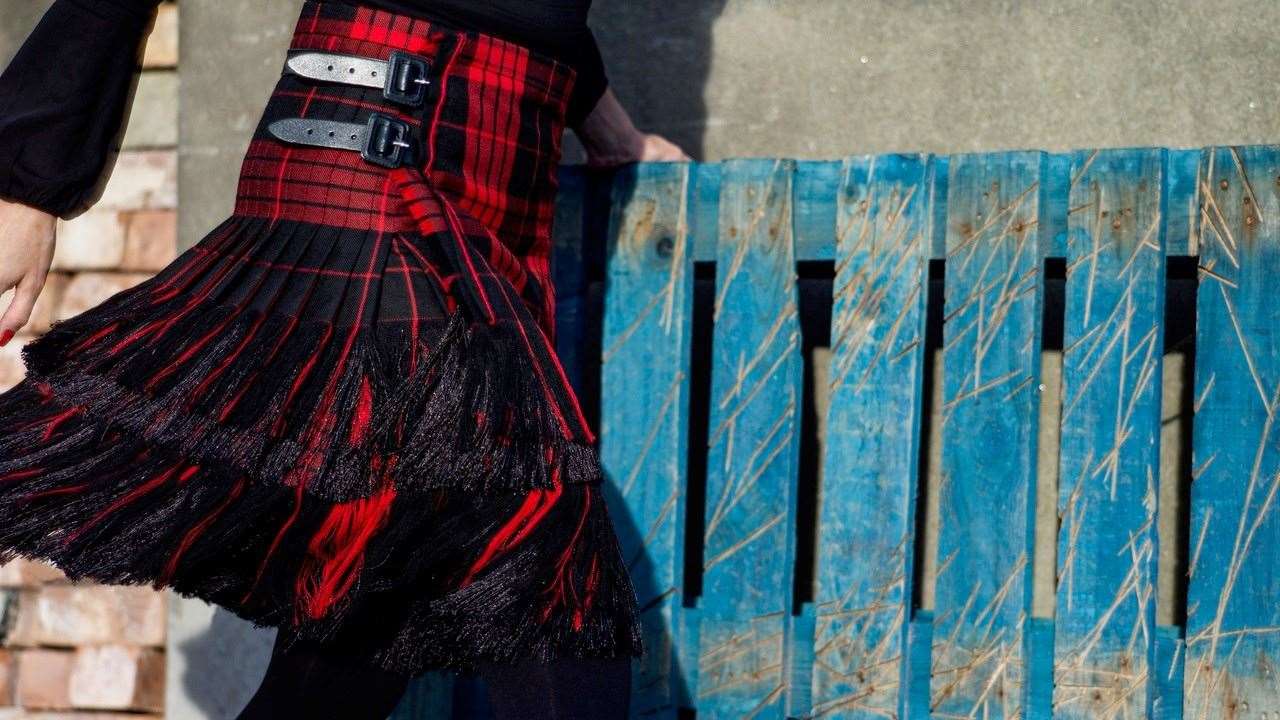 One of Andrea Chappell's colourful kilt creations.