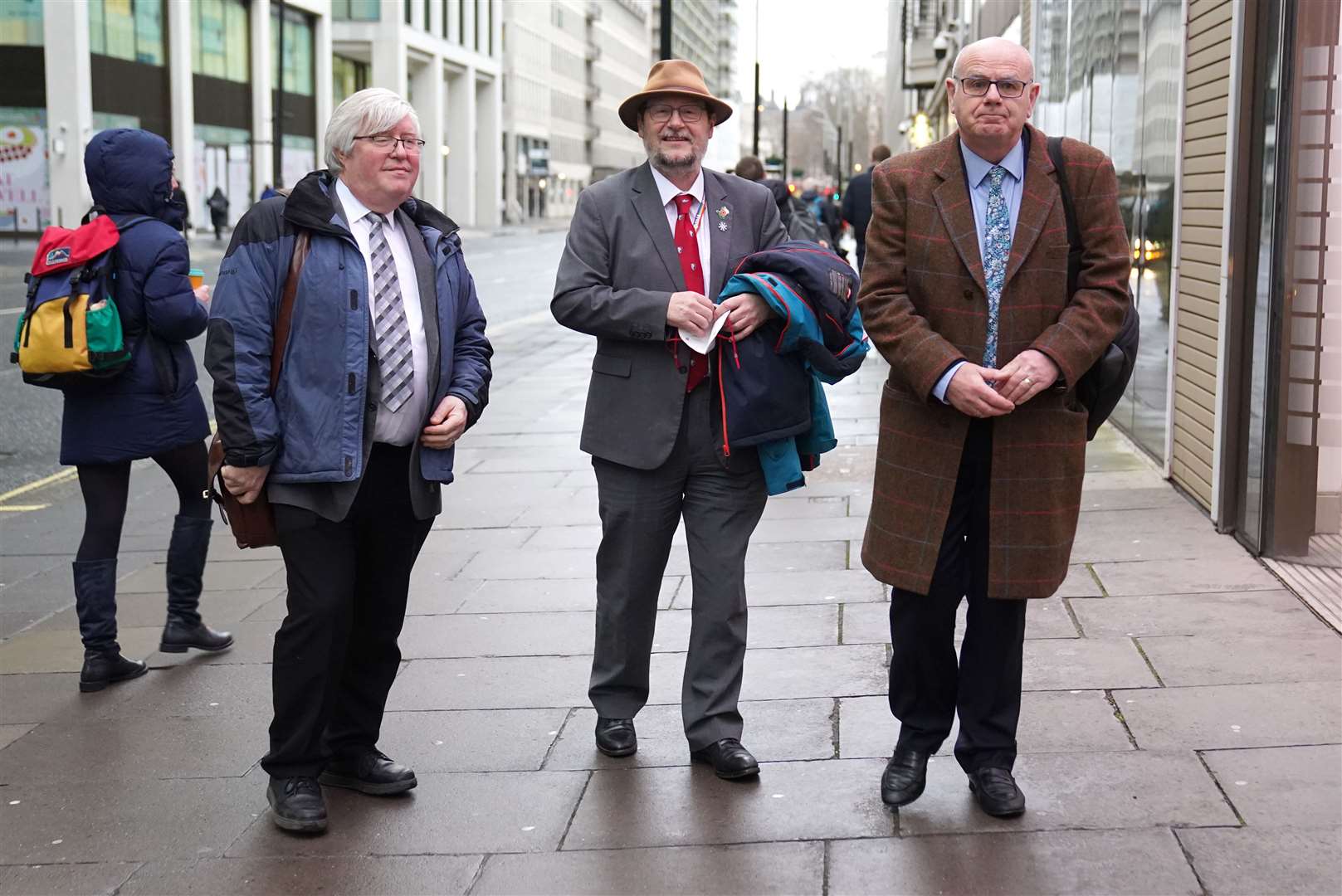 Dr Paul Donaldson, left, of the HCSA, with Philip Banfield, of the BMA ,and Eddie Crouch, of the British Dental Association (Stefan Rousseau/PA)